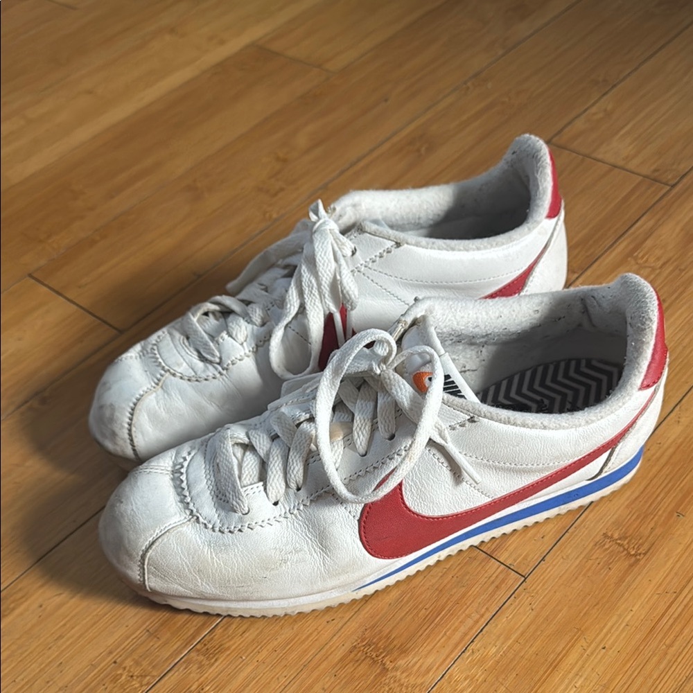 Nike Cortez White Blue and Red Sneakers